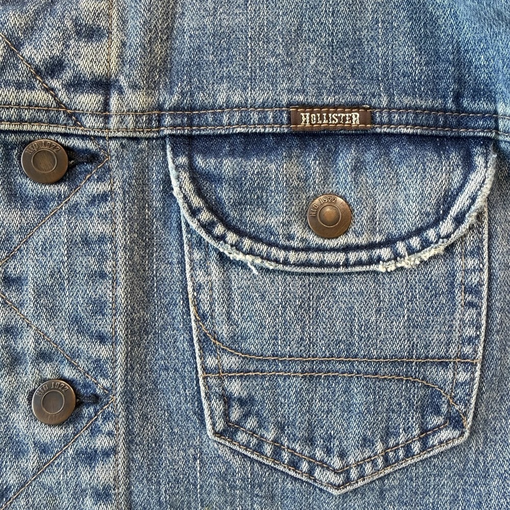 Hollister Sanforized Original California Denim Jean Distressed Jacket‎ Size L - Picture 7 of 11